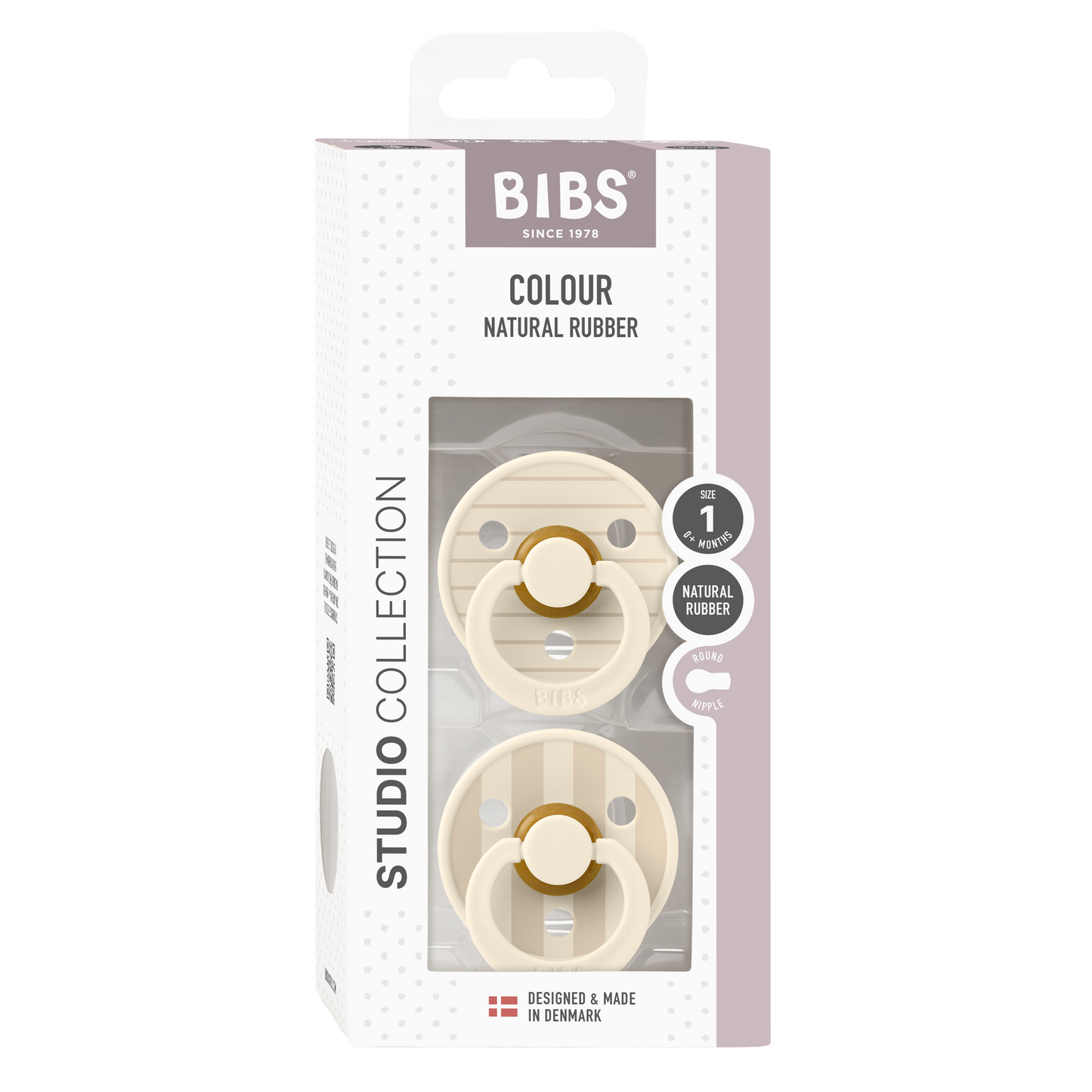 BIBS STUDIO Colour Pacifiers 2 Pack Pin Latex Size 1 - Ivory Vanilla Mix