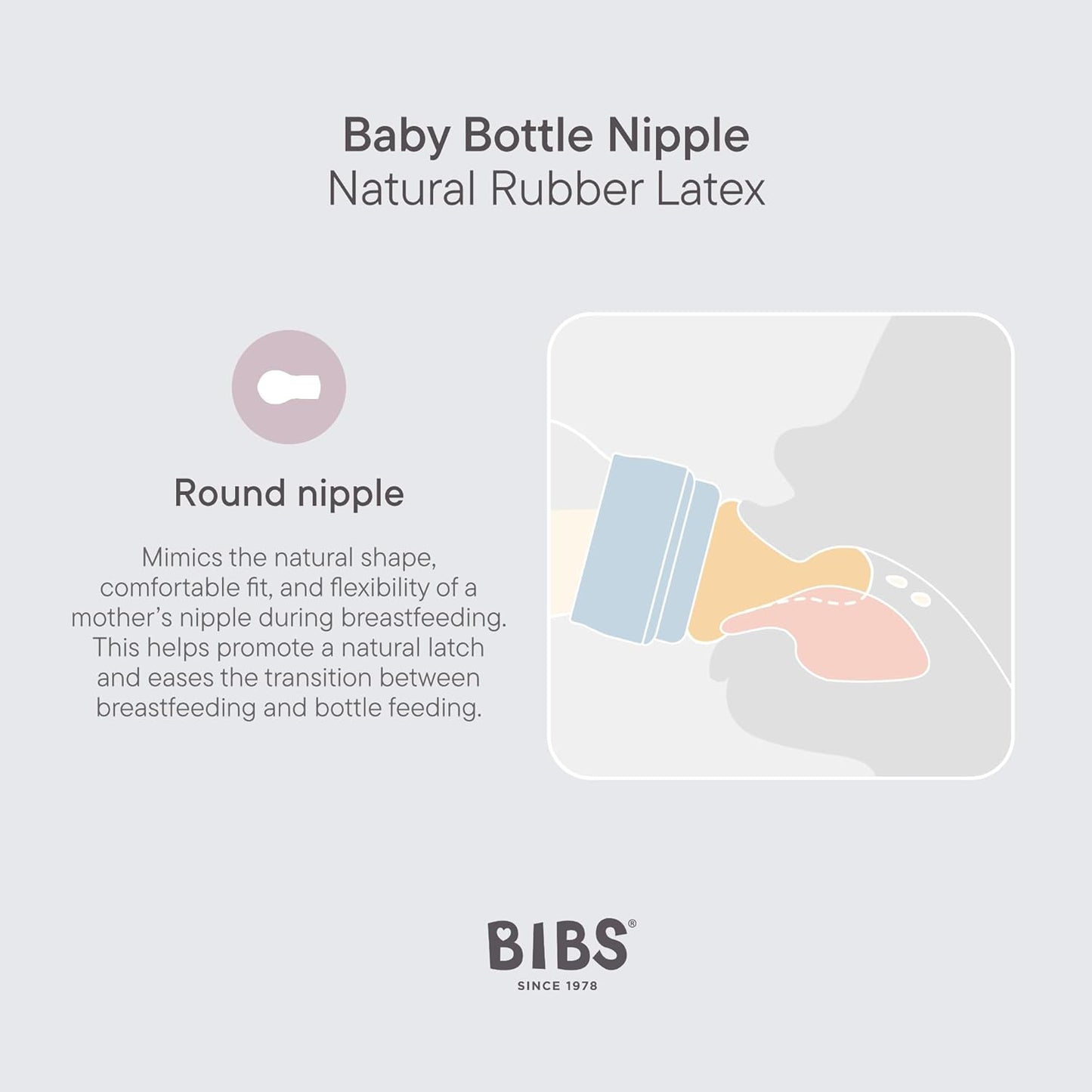 BIBS Baby Bottle Nipple Round Latex 2 pack Medium Flow