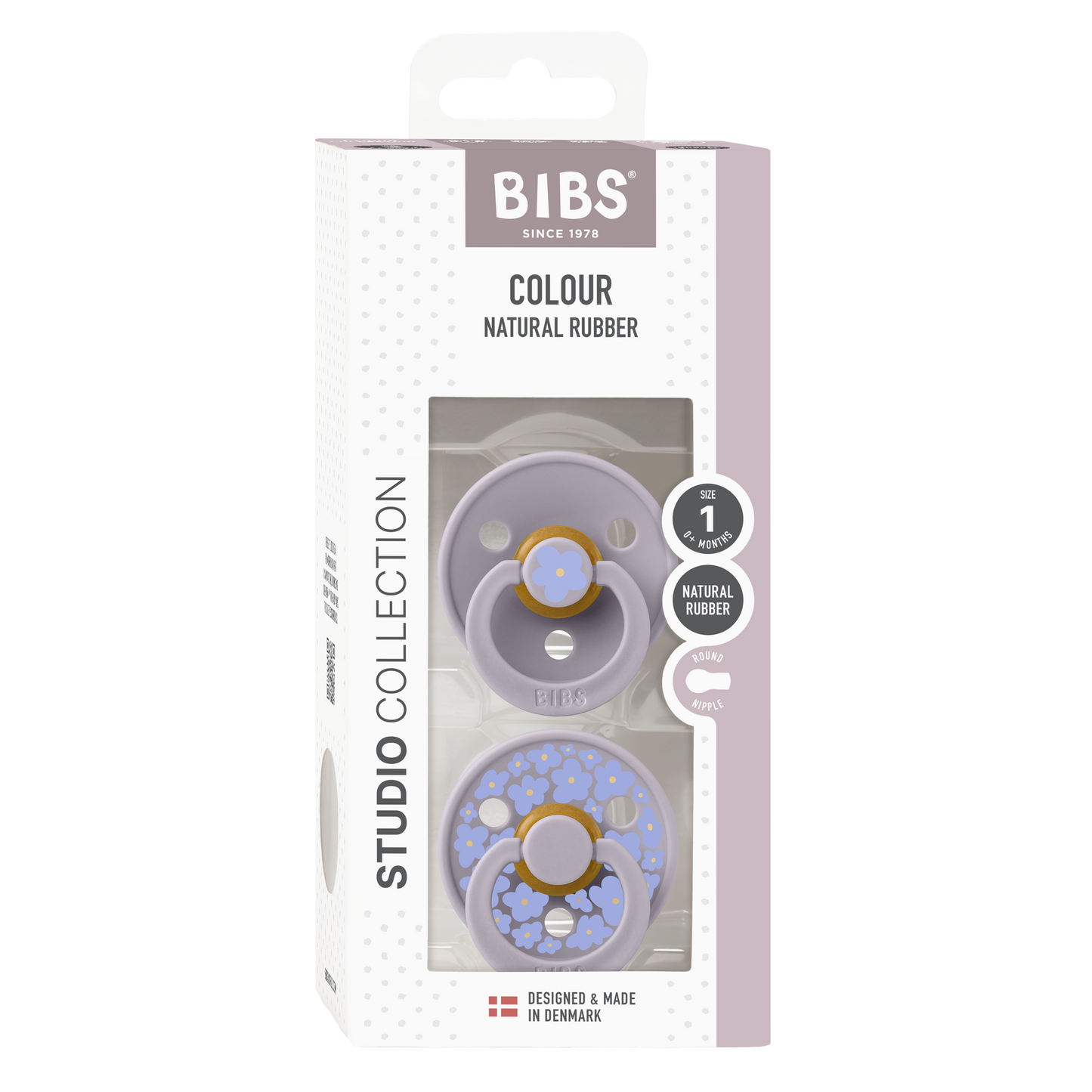 BIBS Pacifier Studio Colour Round 2 PACK Jasmine Latex Size 1 Fossil Grey Mix