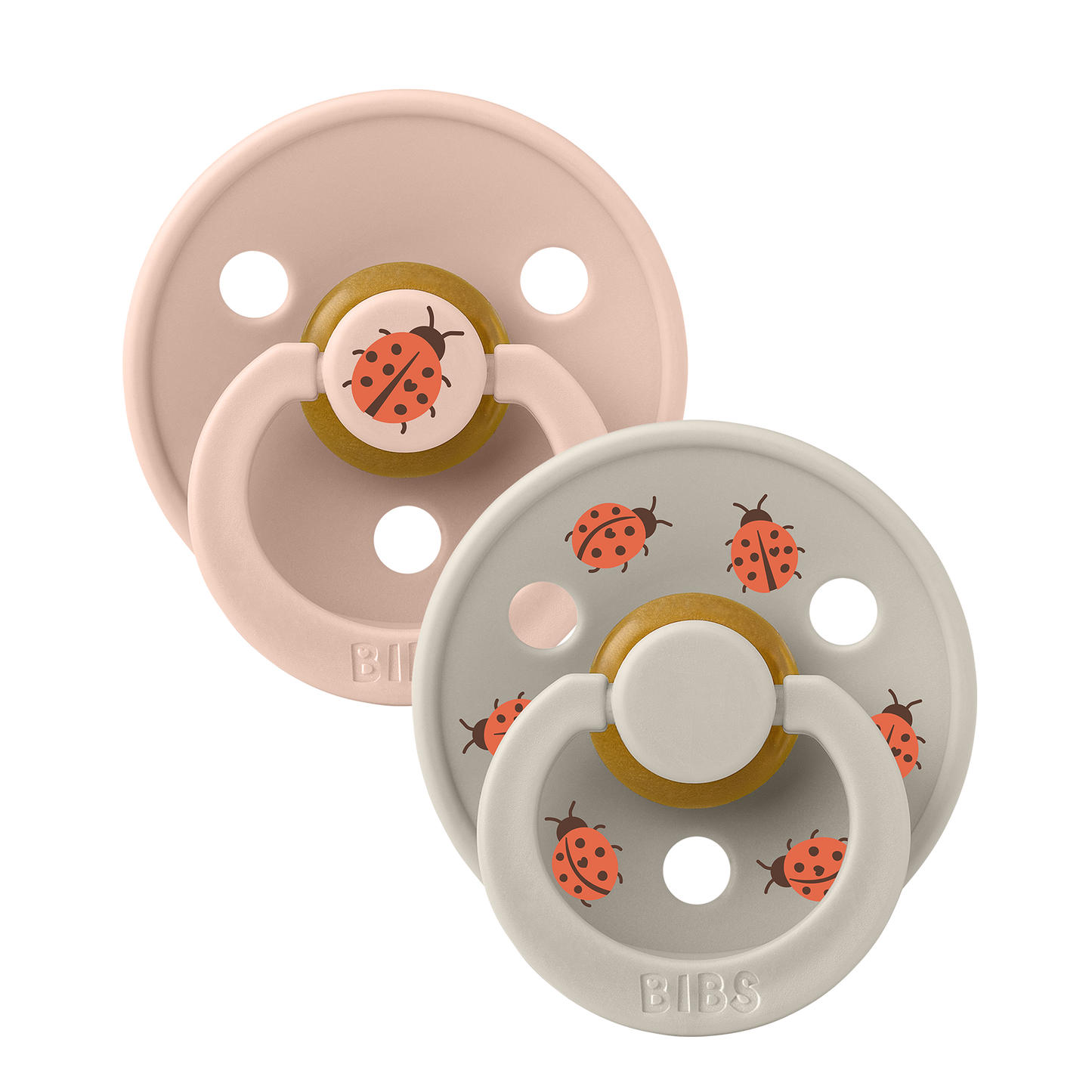 BIBS Pacifier Studio Colour 2 PACK Ladybug Latex Size 1 Blush Mix