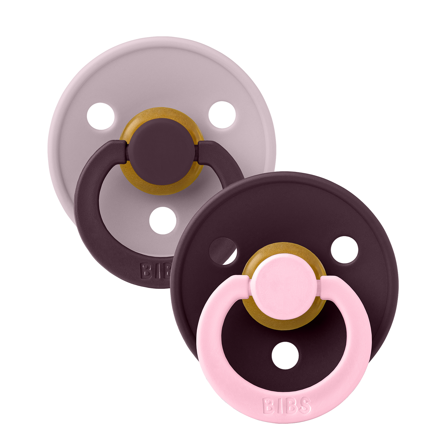 BIBS Pacifier Studio Colour Round 2 PACK Fusion Latex Size 2 Dusky Lilac Plum mix