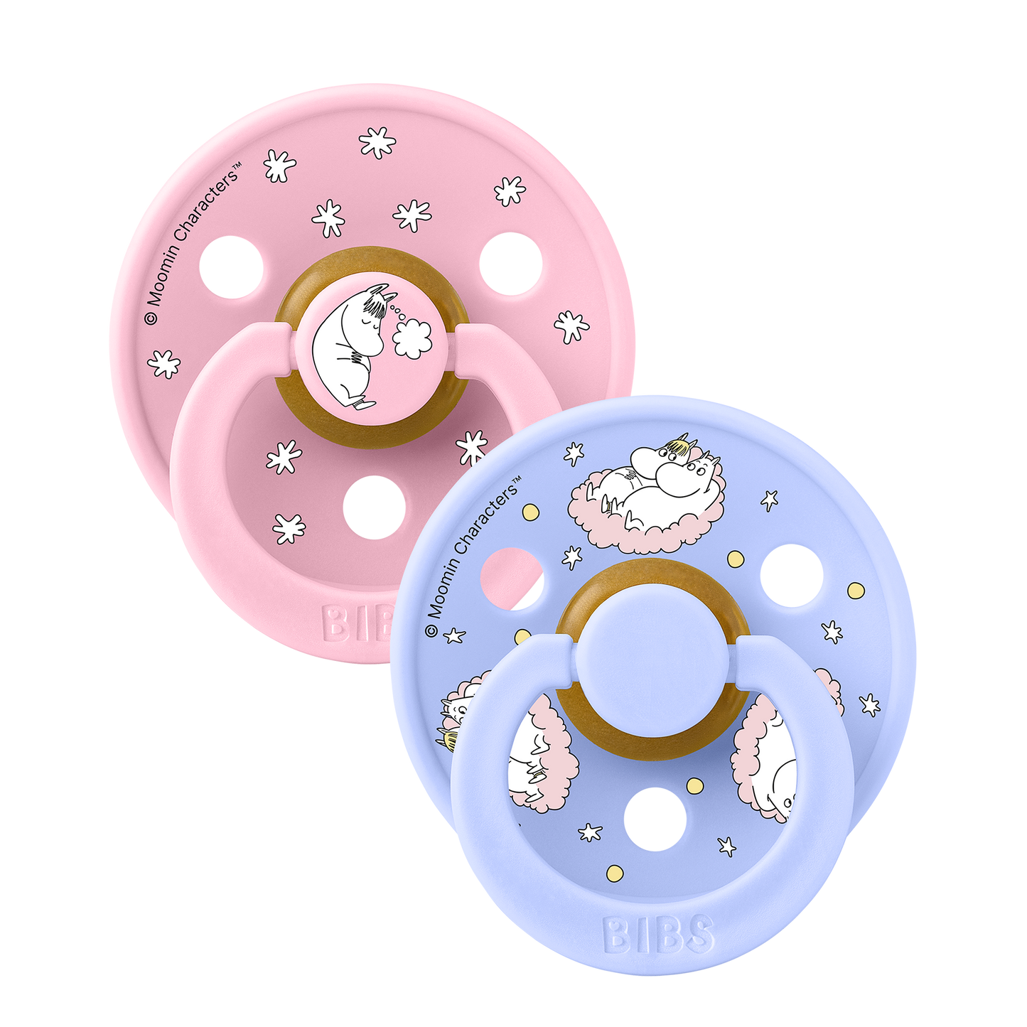 BIBS x Moomin Pacifier Colour Round 2 pack Dreaming Latex Size 1 Baby Pink mix