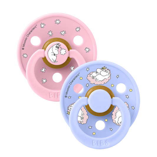 BIBS x Moomin Pacifier Colour Round 2 pack Dreaming Latex Size 1 Baby Pink mix