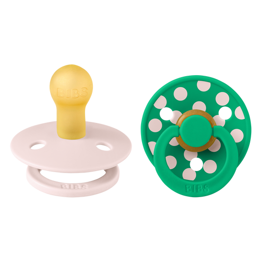 BIBS Pacifier Studio Colour Round 2 PACK Polka Latex Size 1 Petal/Cactus