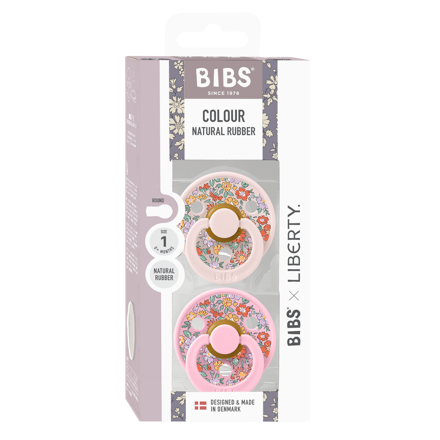 BIBS x Liberty Pacifier Colour 2 pack Oscar Meadow Latex Size 1 Petal Mix