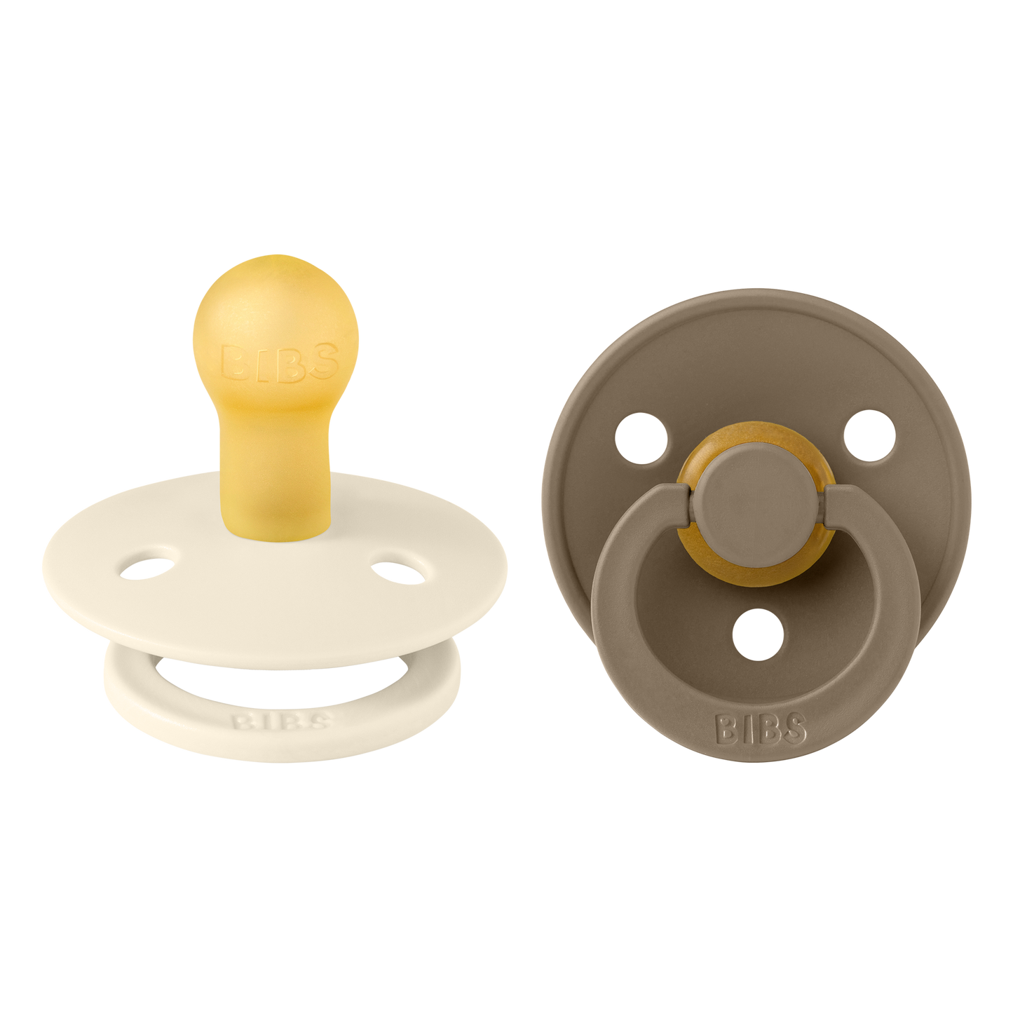 BIBS Pacifier Colour Round 2 PACK Latex Size 1 Ivory/Dark Oak