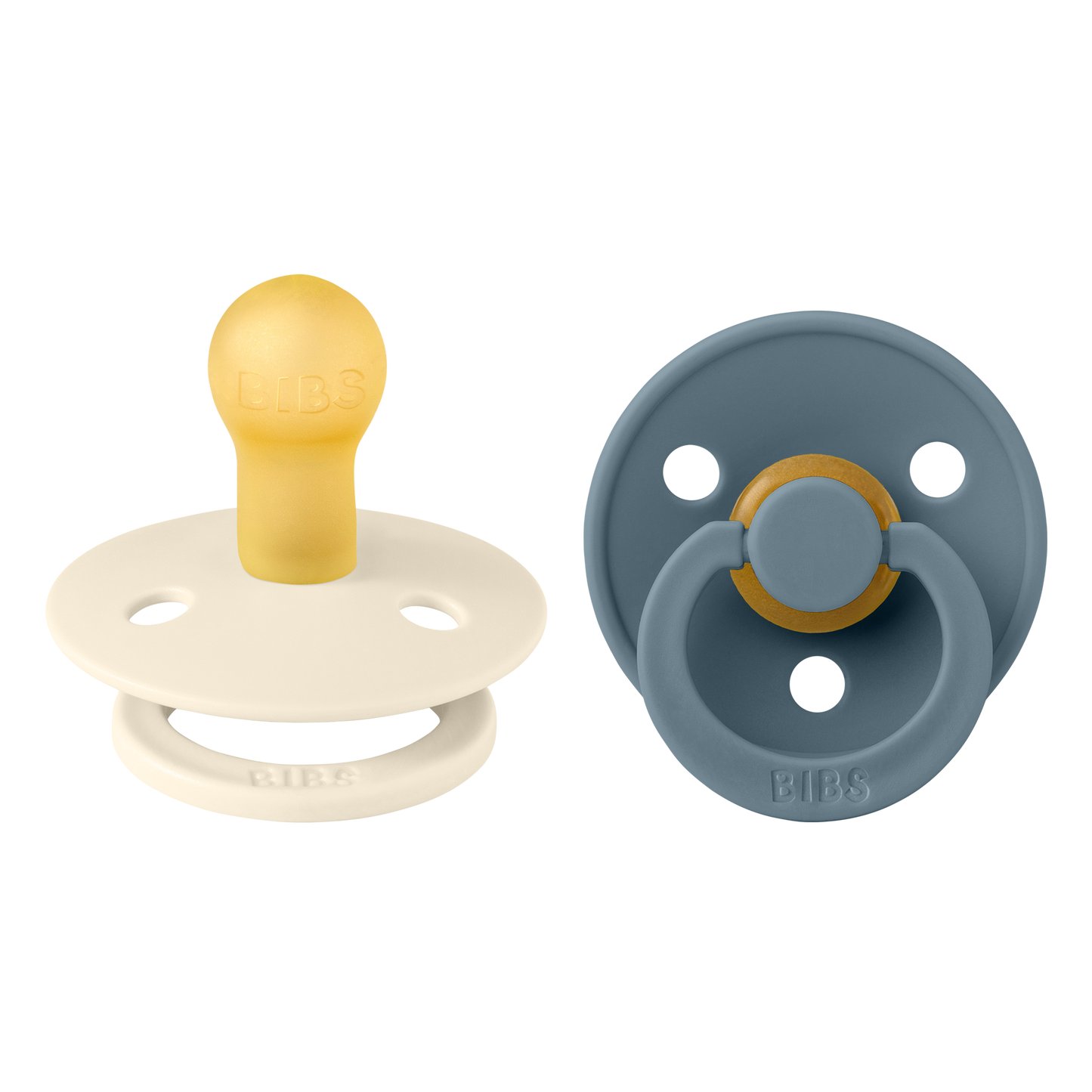 BIBS Pacifier Colour Round 2 PACK Latex Size 1 Ivory/Petrol