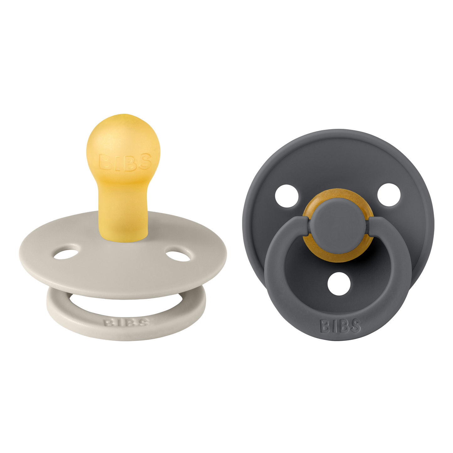 BIBS Pacifier Colour Round 2 PACK Latex Size 1 Sand/Iron