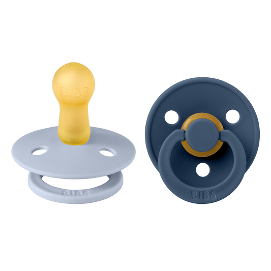 BIBS Pacifier Colour 2 PACK Latex Size 2 Dusty Blue/Steel Blue