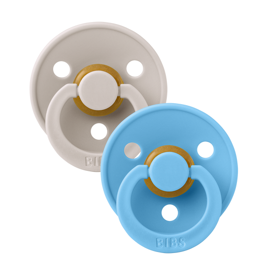 BIBS Pacifier Colour Round 2 PACK Latex Size 1 Mushroom/Breeze