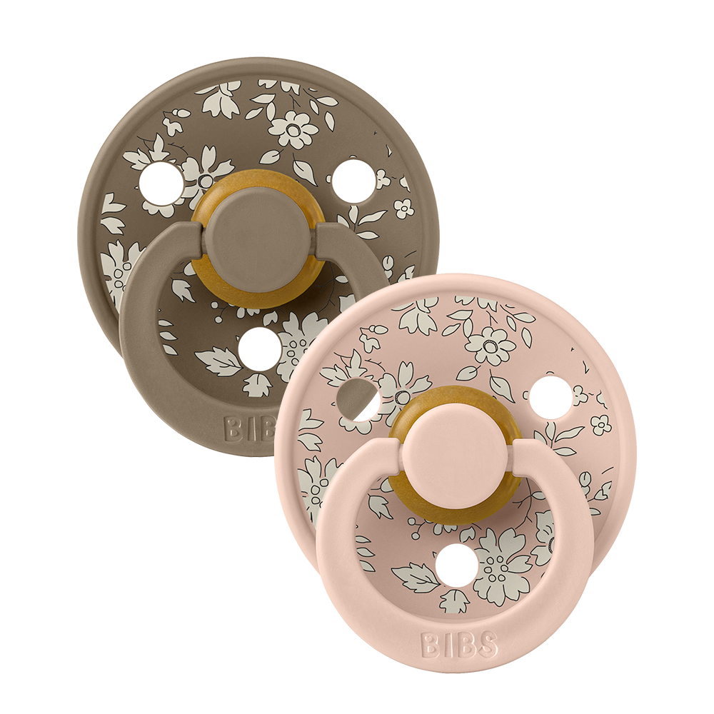 لهاية BIBS x Liberty، لونان، عبوة من قطعتين، مصنوعة من اللاتكس، مقاس 1، مزيج أحمر الخدود