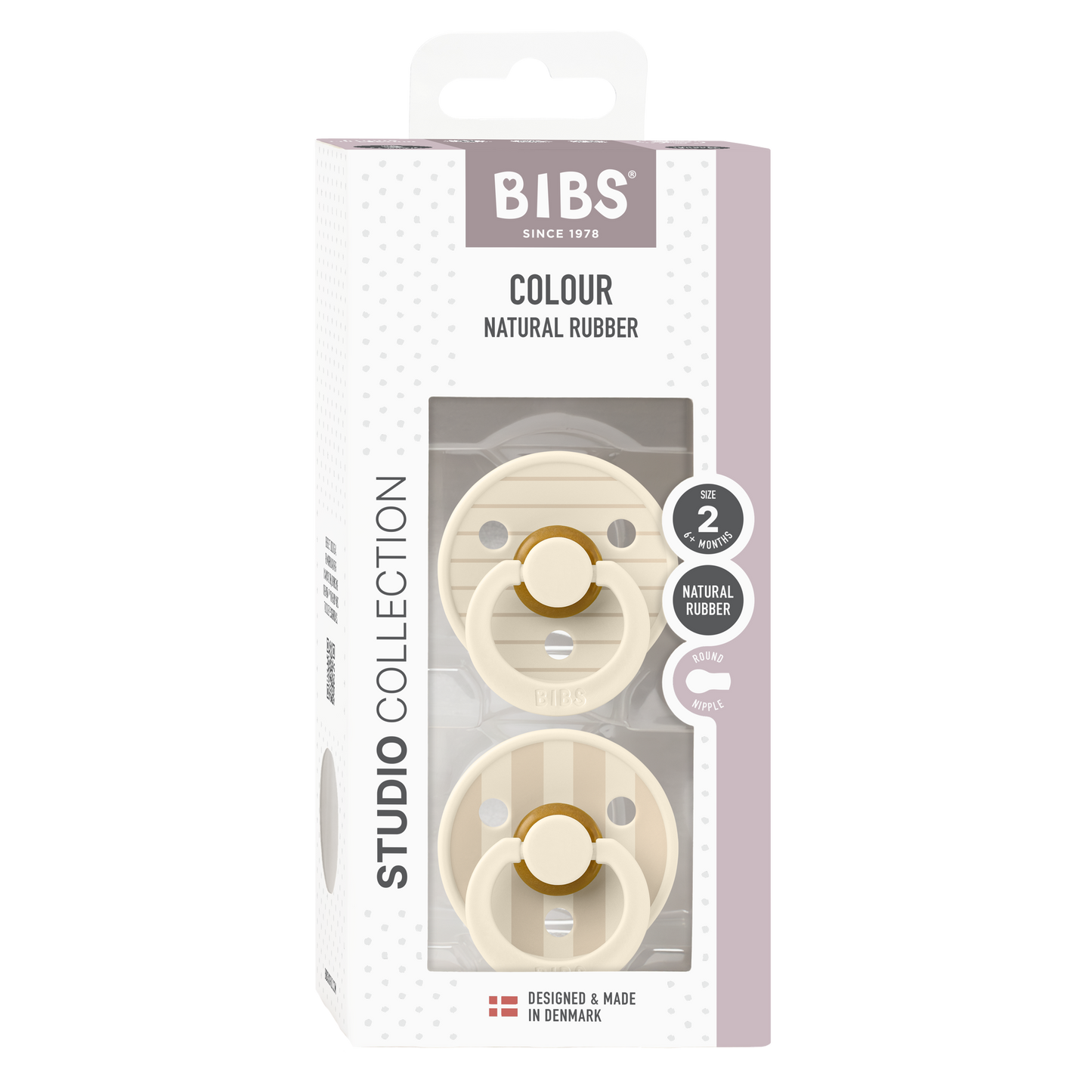 BIBS STUDIO Colour Pacifiers 2 Pack Pin Latex Size 2 - Ivory Vanilla Mix