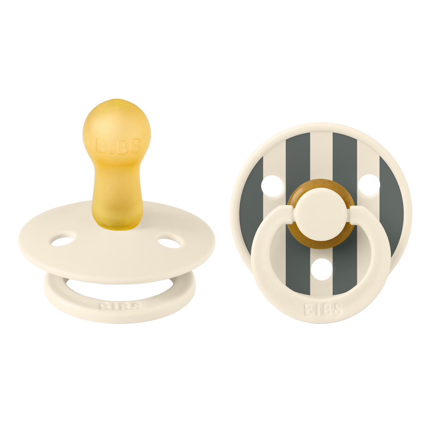 BIBS Pacifier Studio Block Colour Round Pack of 2 Latex Size 2 - Ruby/Pine Mix