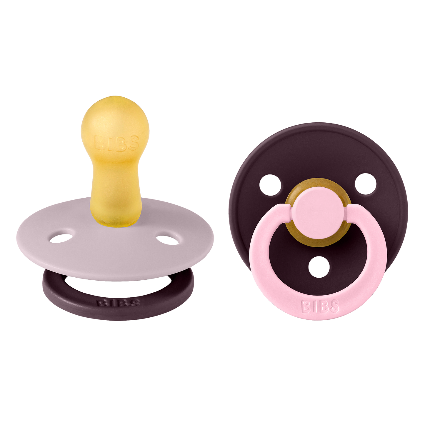 BIBS Pacifier Studio Colour Round 2 PACK Fusion Latex Size 2 Dusky Lilac Plum mix