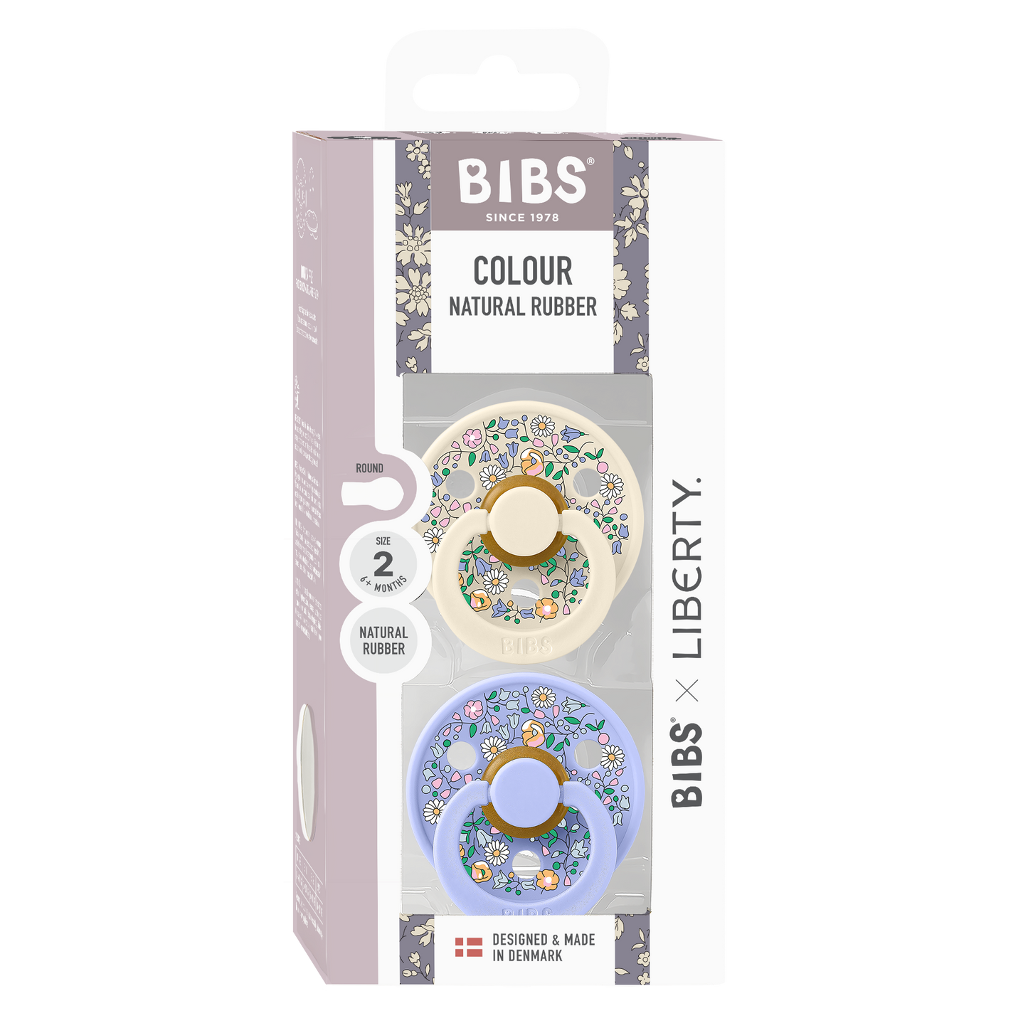 BIBS x Liberty Pacifier Colour 2 PACK Chloe Meadow Latex Size 2 Ivory Mix