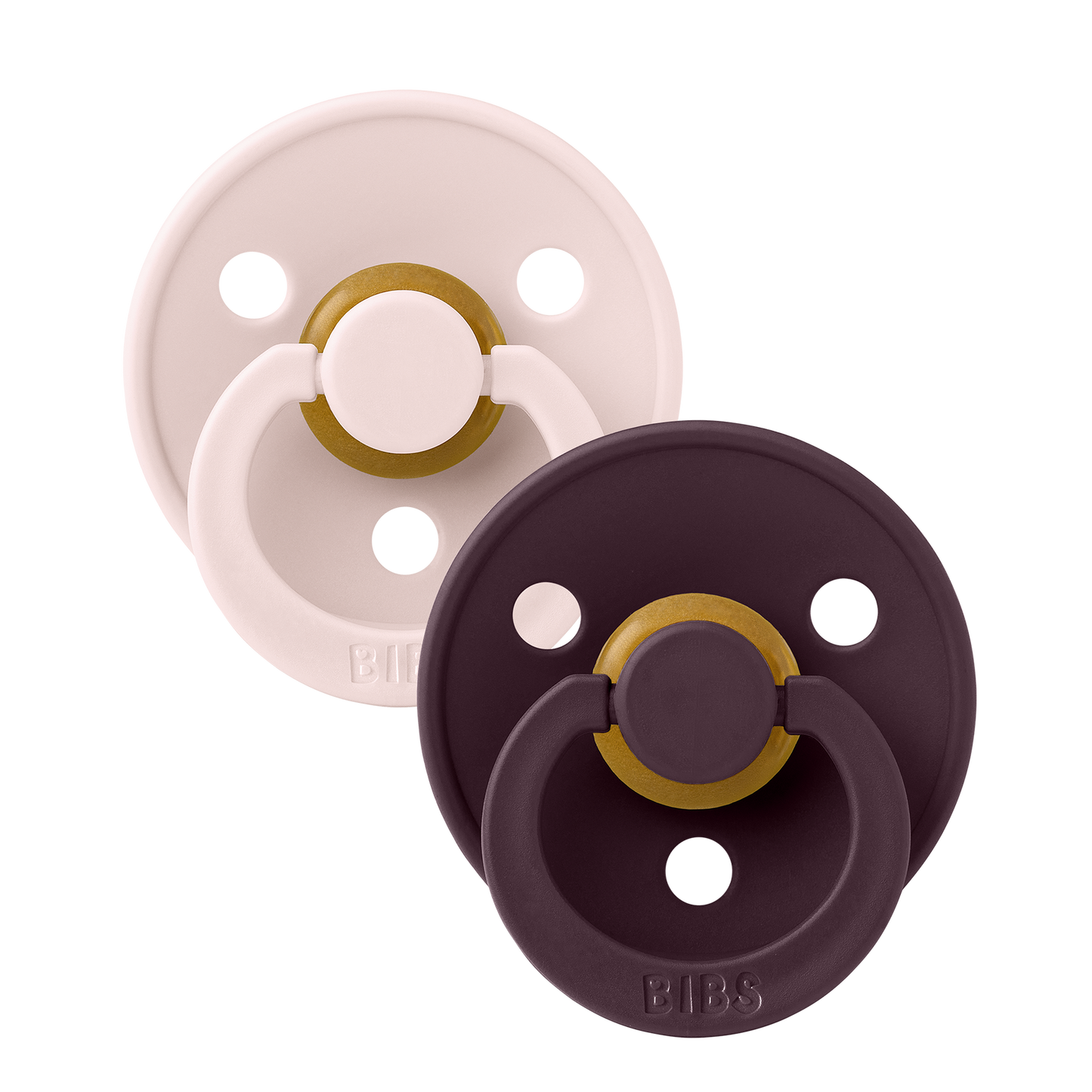 BIBS Pacifier Colour Round 2 PACK Latex Size 1 Petal/Plum