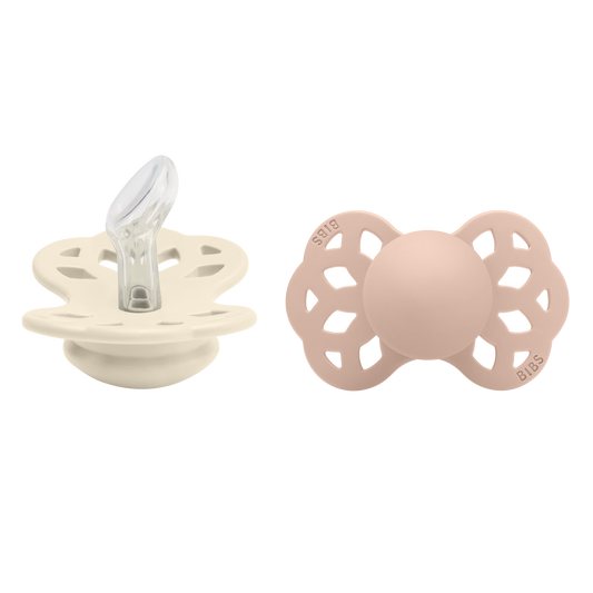 BIBS Pacifier Infinity 2 PACK Anatomical Silicone Size 1 Ivory/Blush