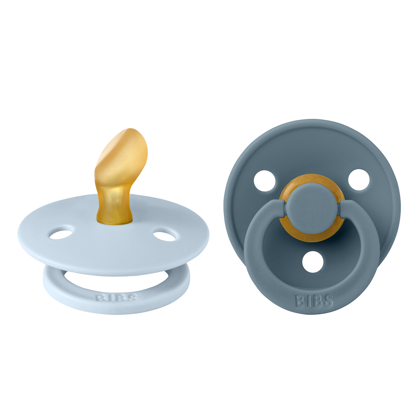 BIBS Pacifier Colour 2 PACK Latex Size 1 Anatomical Baby Blue/Petrol