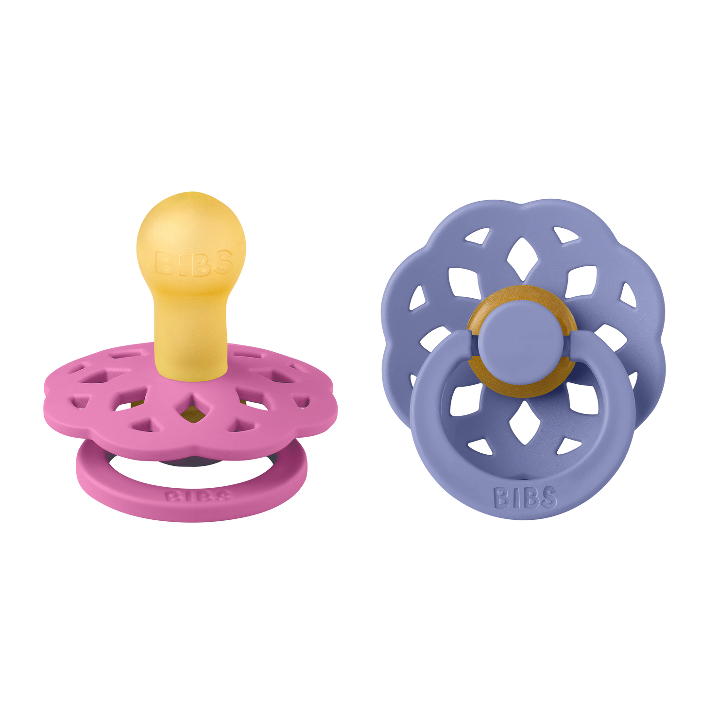 BIBS Pacifier Boheme 2 PACK Latex Size 1 Bubblegum/Peri