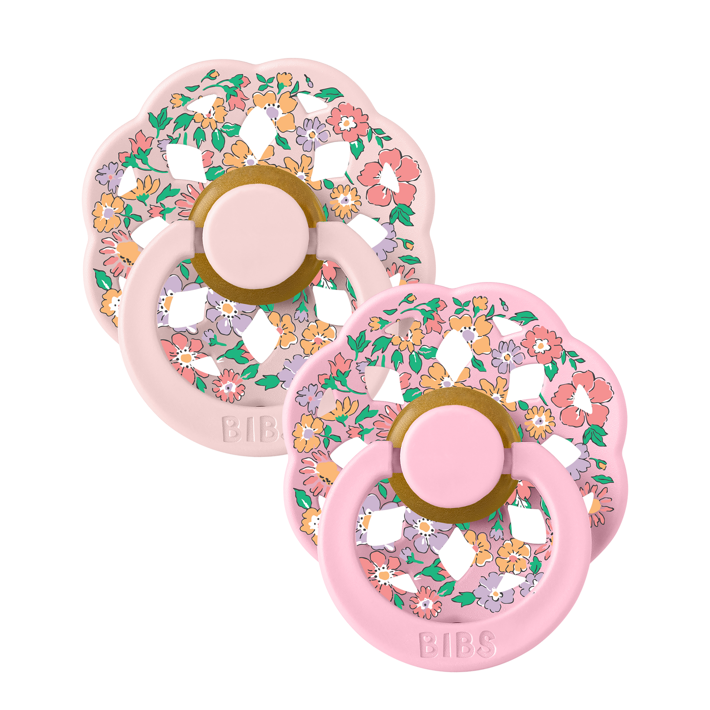 BIBS x Liberty Pacifier Boheme 2 PACK Oscar Meadow Latex Size 1 Blossom Mix