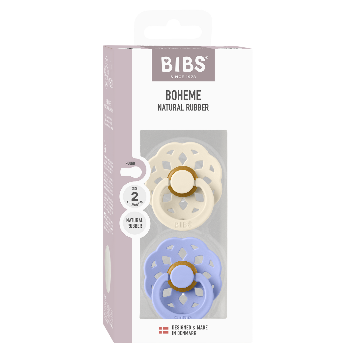 BIBS Pacifier Boheme 2 PACK Latex Size 2 Ivory/Hush