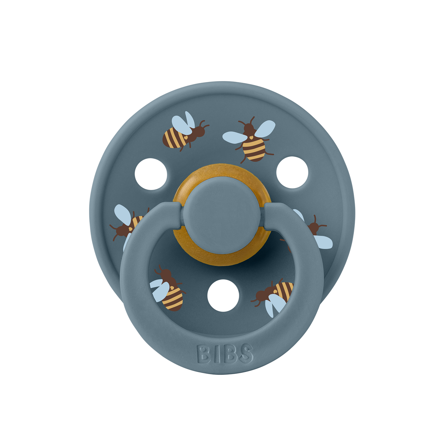 BIBS Pacifier Studio Colour Round Bumblebee Friends Latex Size 1 Petrol-Flow Pack