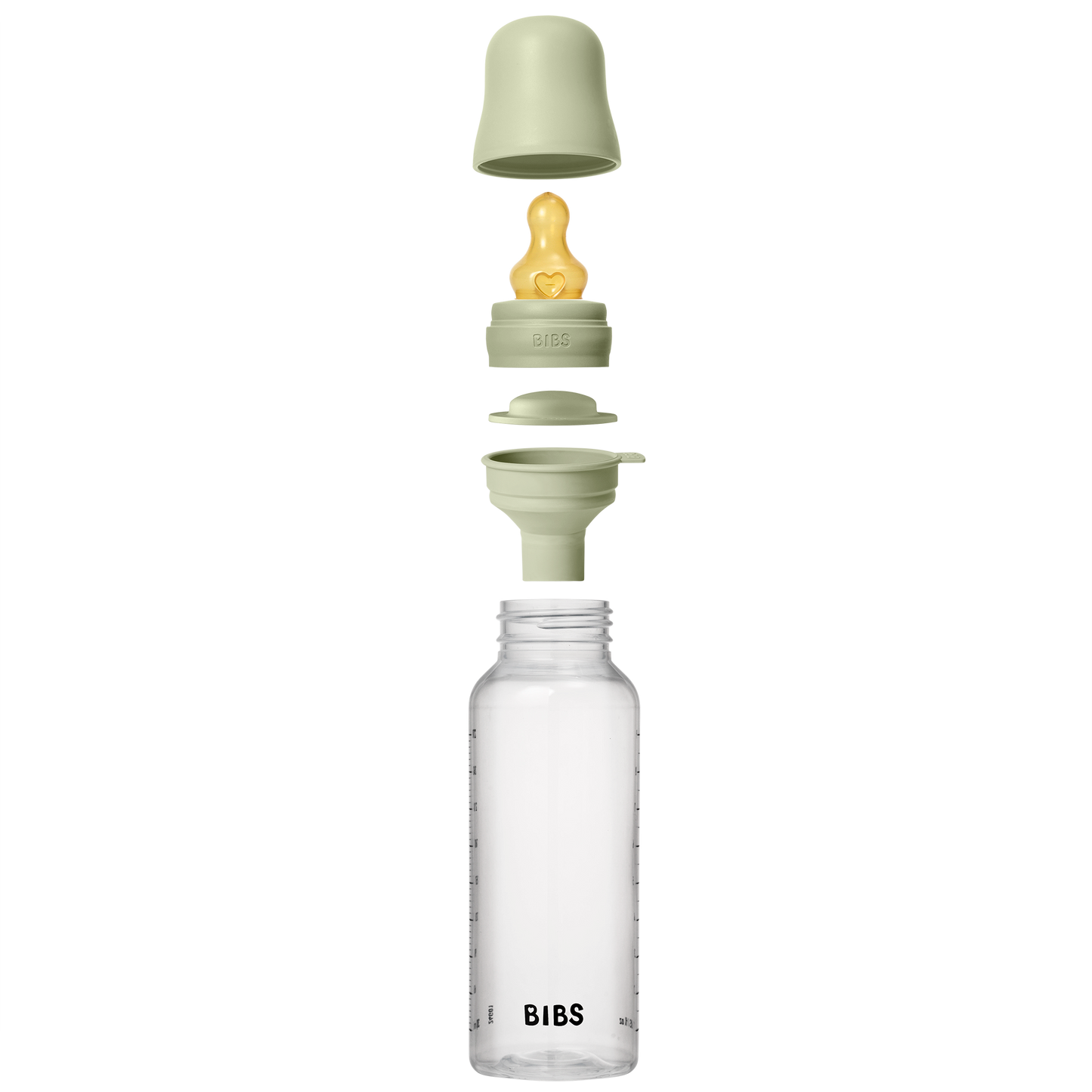 زجاجة رضاعة أطفال دائرية من اللاتكس من BIBS، عبوة واحدة، 270 مل، تدفق متوسط، لون أخضر فاتح