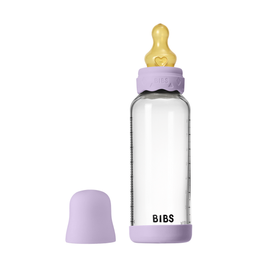 BIBS Glass Boheme Baby Bottle Round Latex 1 pack 240 ml Medium Flow Violet Sky