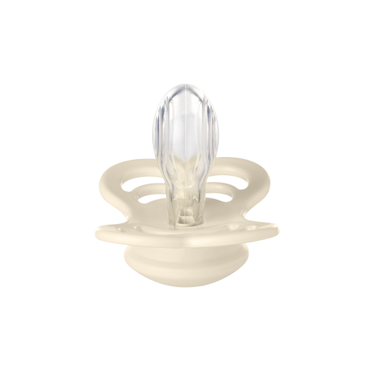 لهاية BIBS فائقة الجودة، سيليكون متناظر، مقاس 2، لون عاجي - عبوة تدفق