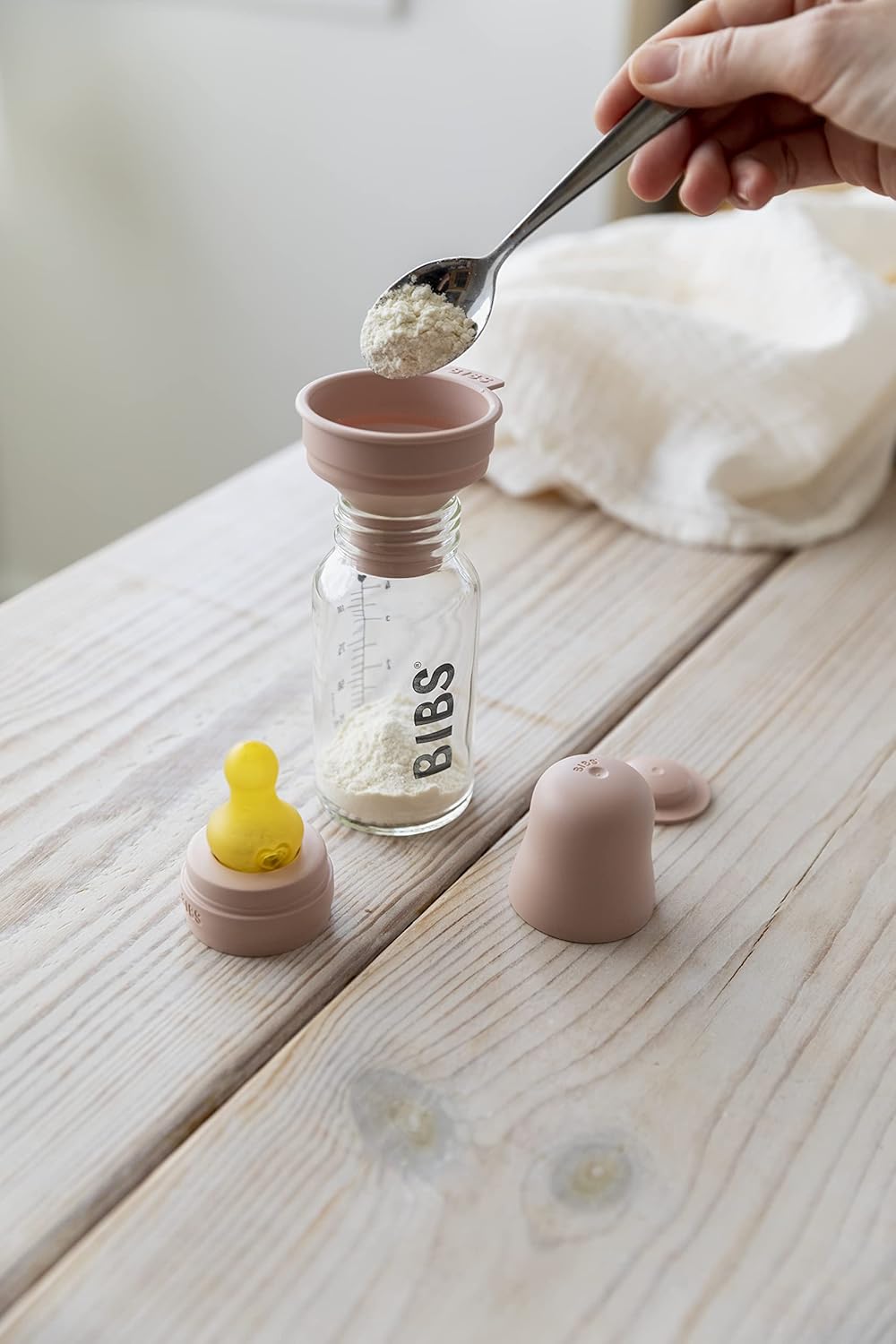 BIBS Glass Baby Bottle Round Latex 1 pack 110 ml Ivory