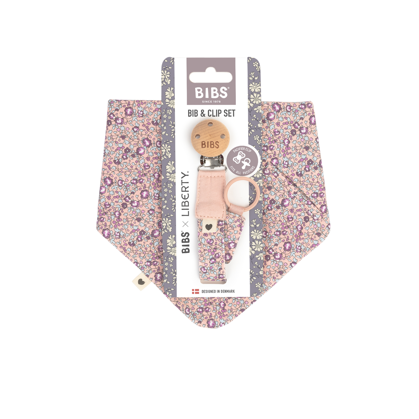 BIBS x Liberty Bib & Clip Set Eloise Blush