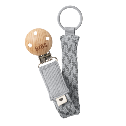 BIBS Pacifier Clip Braided Cloud/Iron