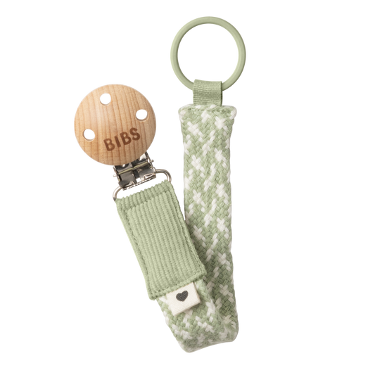 BIBS Pacifier Clip Braided Sage/Ivory