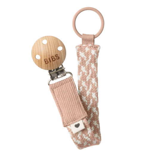 BIBS Pacifier Clip Braided Blush/Ivory