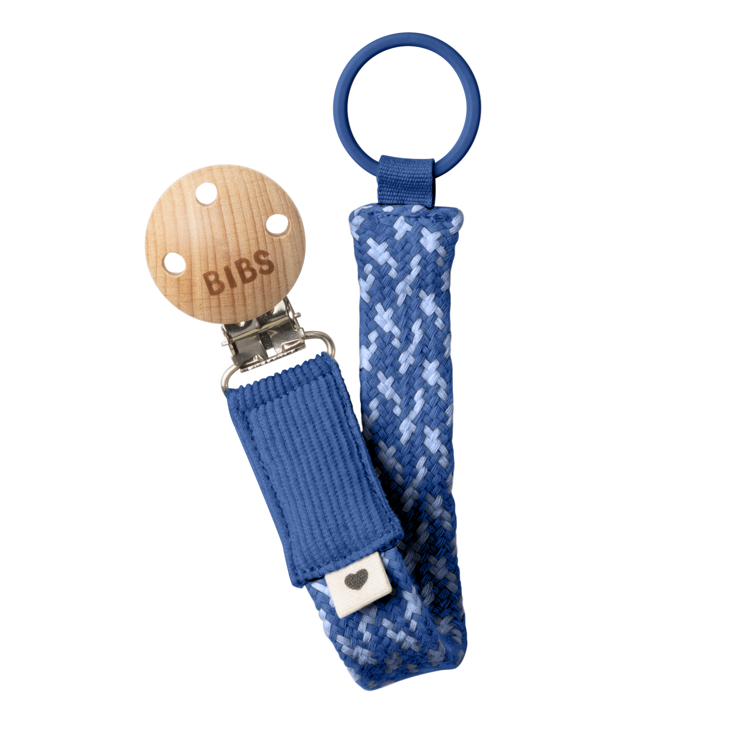 BIBS Pacifier Clip Braided Cornflower/Dusty Blue