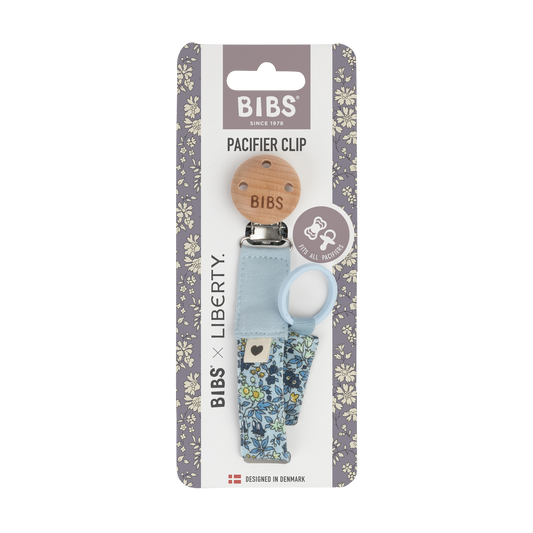 مشبك لهاية BIBS x Liberty بلون البابونج، أزرق فاتح