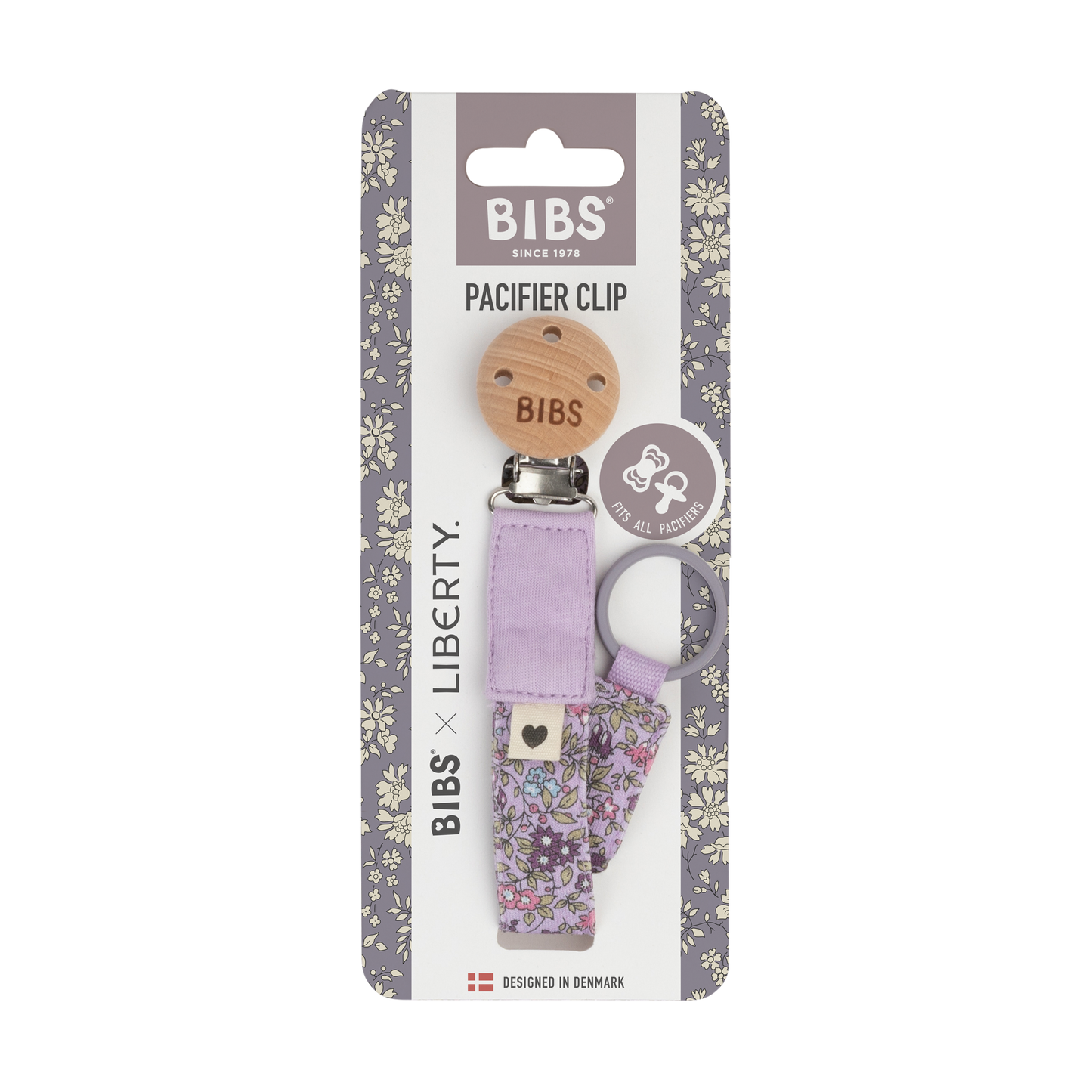 مشبك لهاية BIBS x Liberty بلون البابونج، لون بنفسجي سماوي