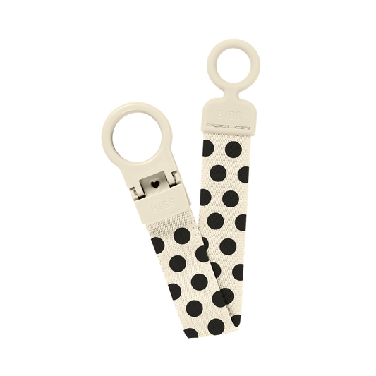 BIBS Studio Pacifier Clip Loop Polka Ivory Black