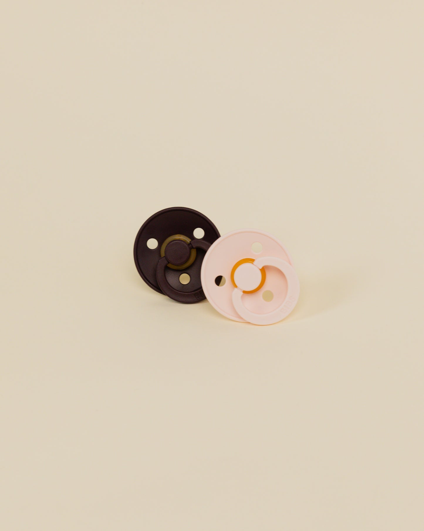 BIBS Pacifier Colour Round 2 PACK Latex Size 1 Petal/Plum