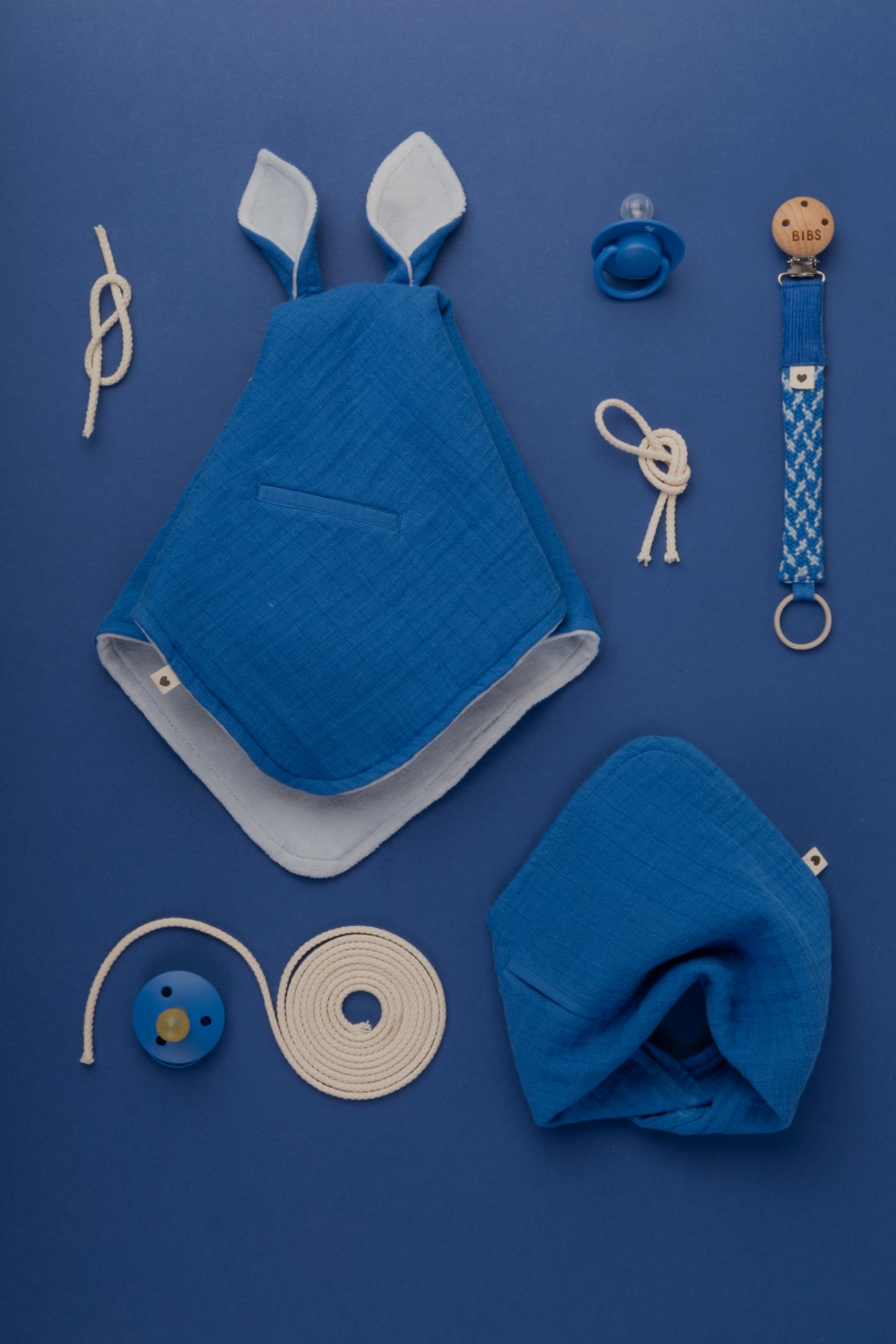 BIBS Pacifier Clip Braided Cornflower/Dusty Blue