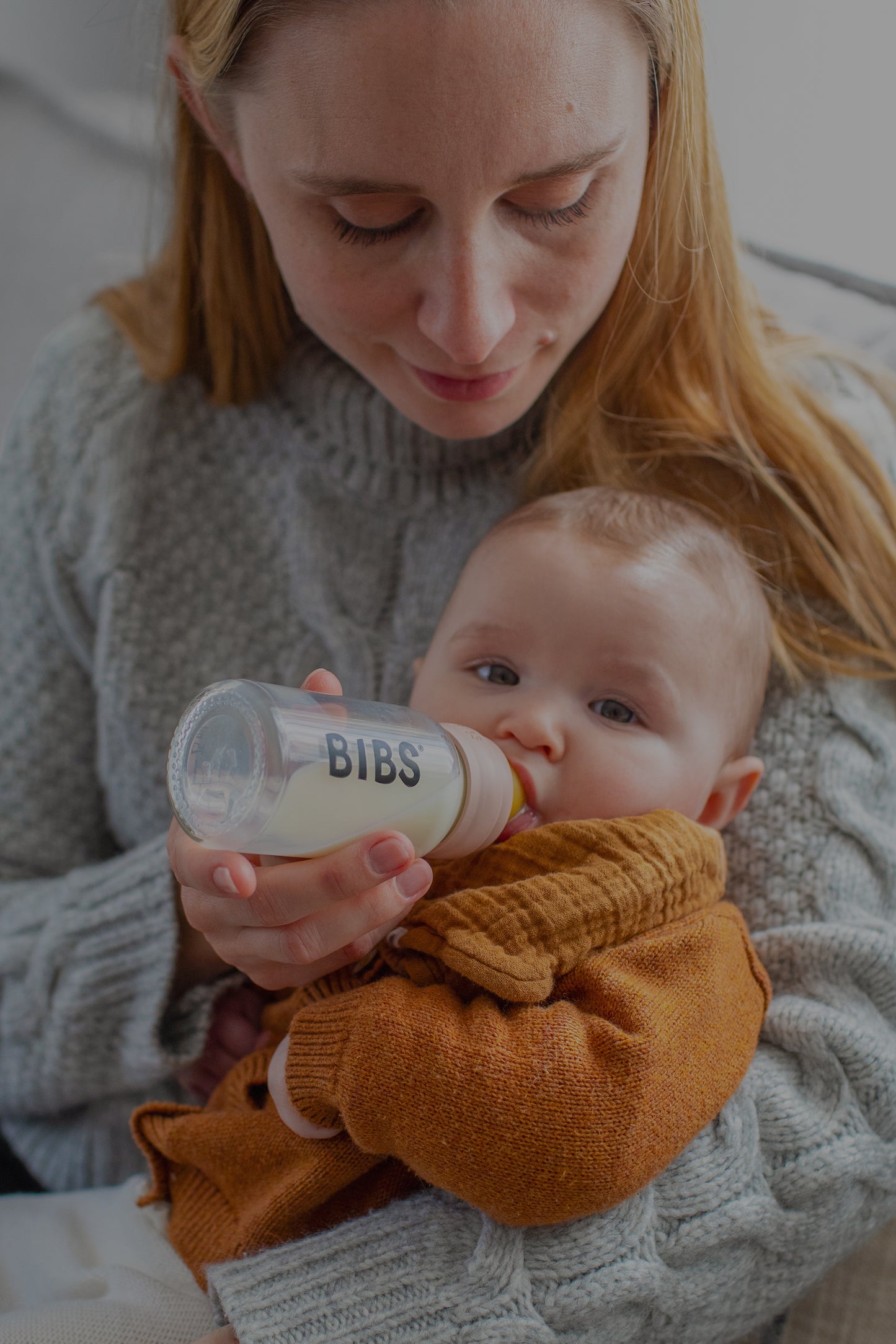 BIBS Glass Baby Bottle Round Latex 1 pack 110 ml Ivory