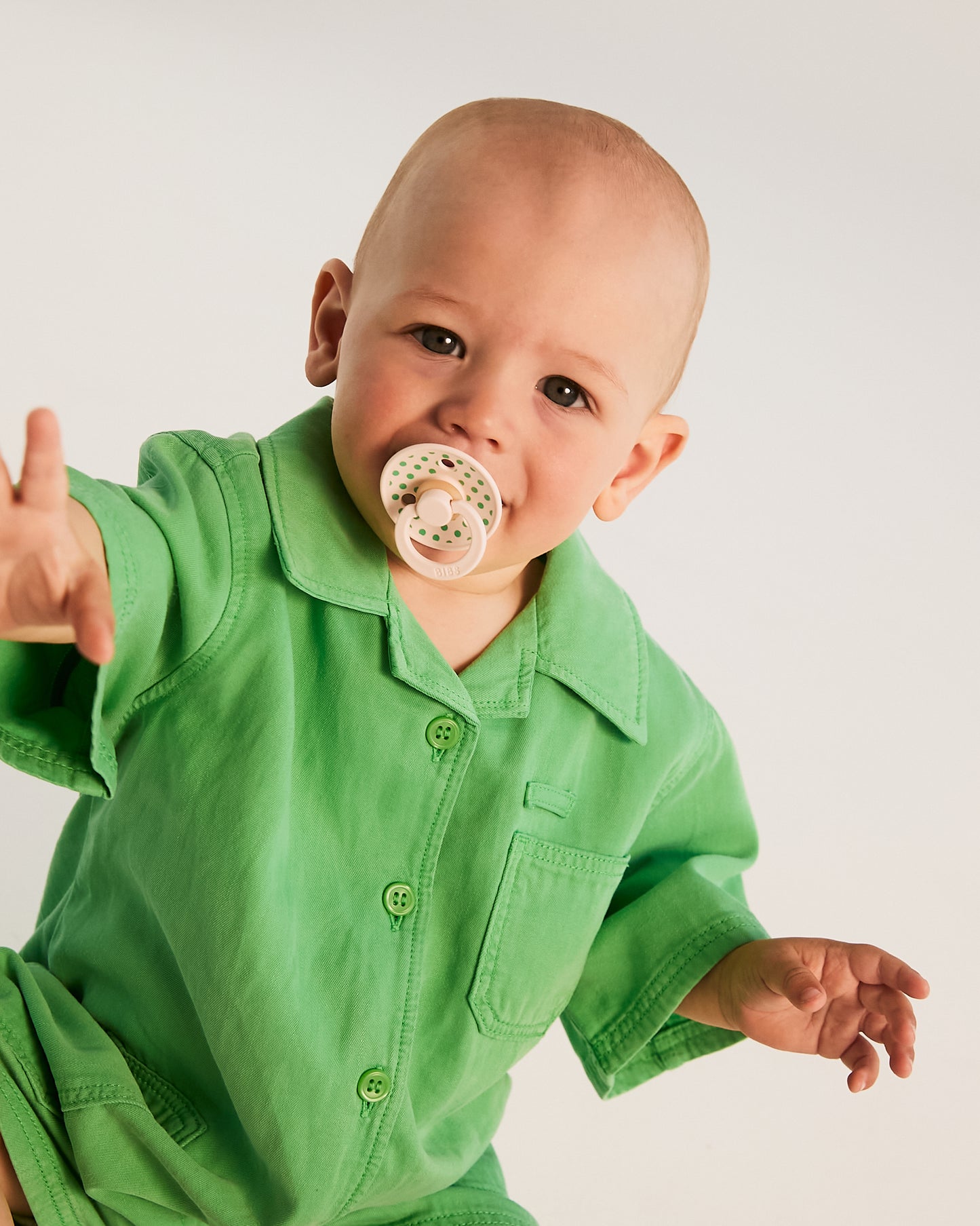 BIBS Pacifier Studio Colour Round 2 PACK Polka Latex Size 1 Petal/Cactus