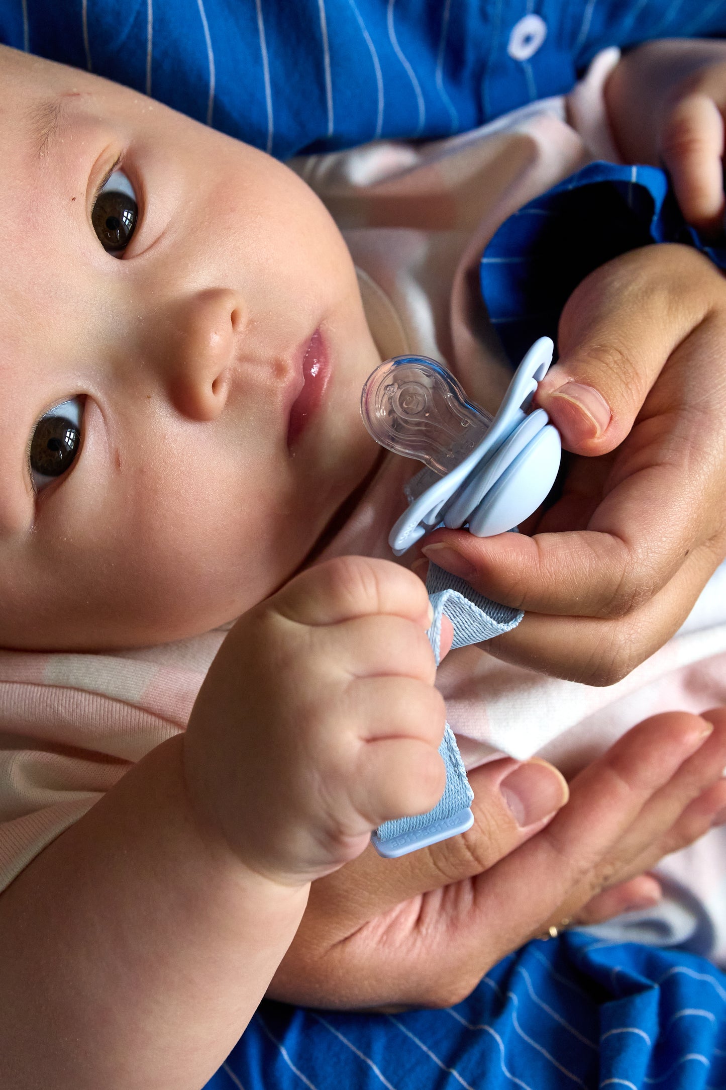 BIBS Pacifier Supreme Silicone Symmetrical Size 1 Baby Blue-Flow Pack