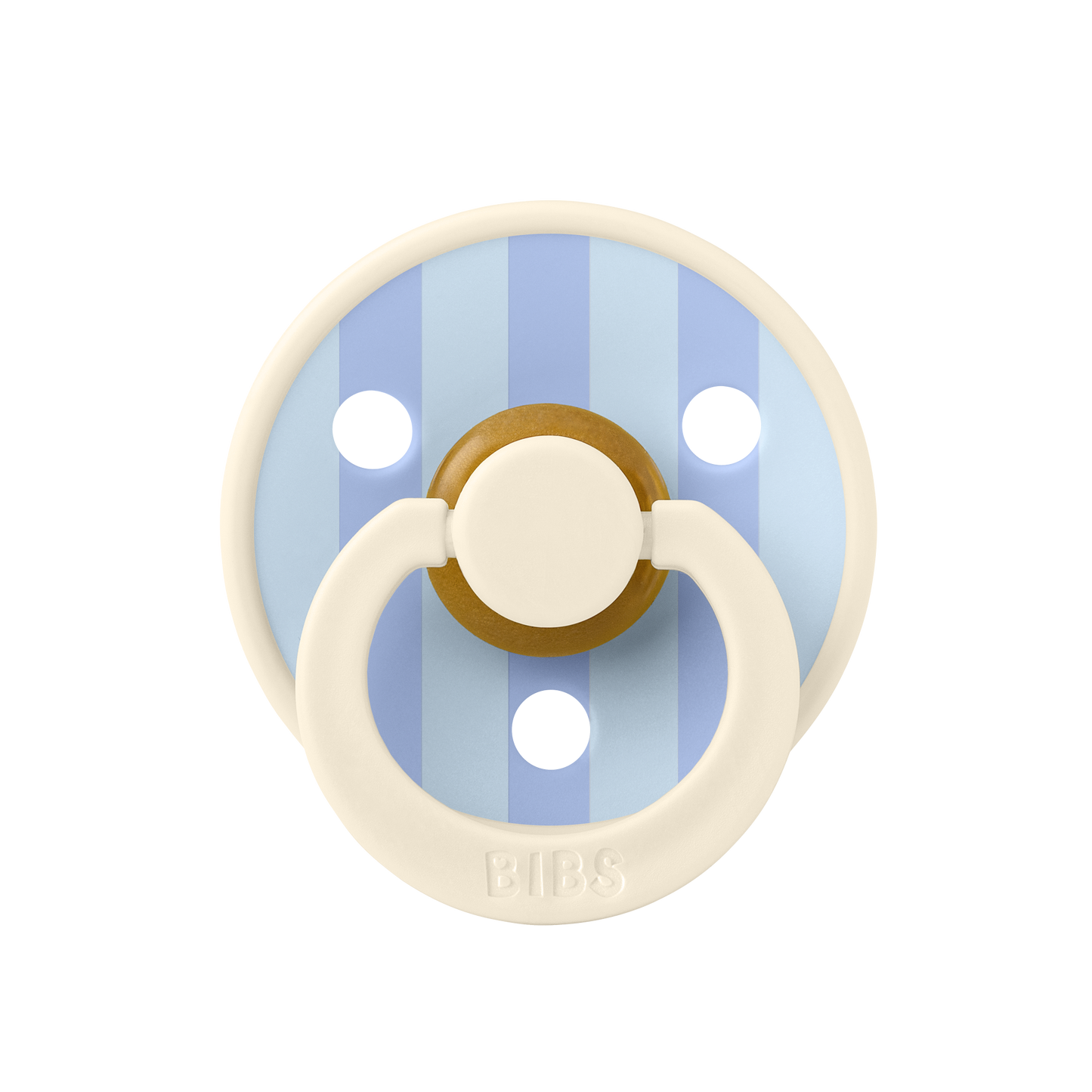 BIBS Pacifier Studio Colour Block Round Latex Size 1 Ivory/Dusty Blue-Flow Pack