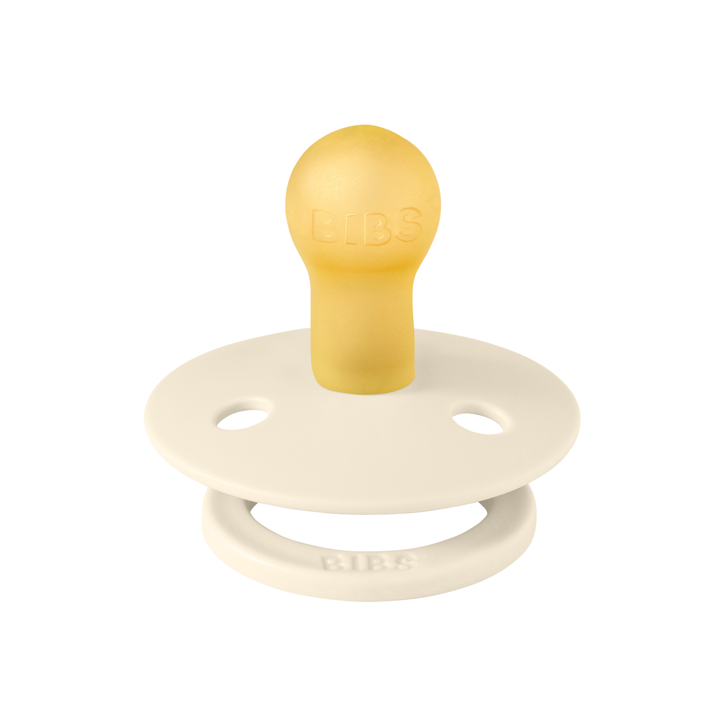 BIBS Pacifier Studio Colour Block Round Latex Size 1 Ivory/Dusty Blue-Flow Pack