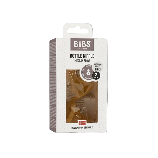 BIBS Baby Bottle Nipple Round Latex 2 pack Medium Flow